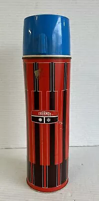 1971 King-Seeley ICY-HOT Quart Size Thermos Red/Black Stripes Vintage • $9.99