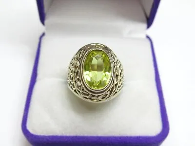 Huge Antique Soviet USSR Golding Sterling Silver 875 Ring Citrine Men's Size 7 • $245