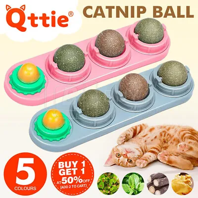 Cat Toy Catnip Ball Lick Solid Nutrition Help Digestion Wall Mount/Hair Remover • $12.55