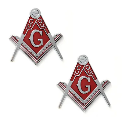 2pcs Red Silver Masonic Metal Emblem Car Fender 3D Badge Nameplate Universal • $15.09