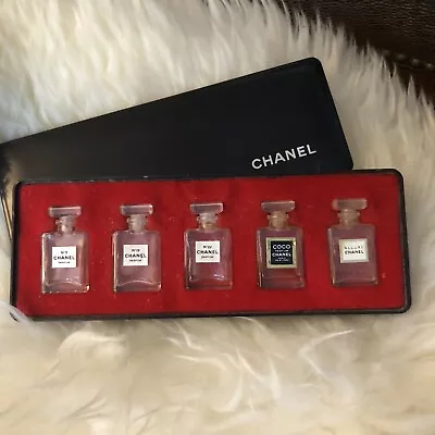 Vintage CHANEL Miniature Perfume Bottle 5 Piece Coffret Box Set • $174.95