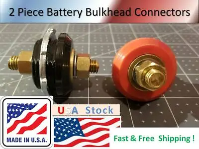 3/8   Firewall Powerwall Bulkhead Connector Red + Black  Made In USA  Free Ship • $19.50