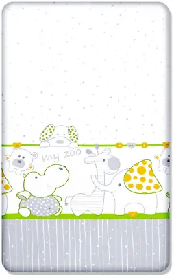 BABY FITTED COT SHEET PRINTED DESIGN 100% COTTON MATTRESS 120x60cm Zoo Green • £6.99