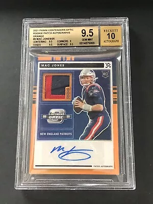 Mac Jones 2021 Contenders Optic Rookie Patch Auto RPA Orange #/25 BGS 9.5/10 RC • $249