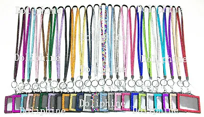 Bling Crystal Rhinestone Neck Lanyard With Horizontal Photo ID Badge Holder  • $6.99