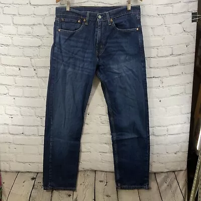 Levi’s 505 Blue Jeans Means Sz 34 X 30 Dark Wash Straight Fit • $21.88