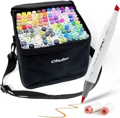 Ohuhu Brush Markers 120-color Double Tipped Art Marker Set Brush & Chisel Alc • $179.49