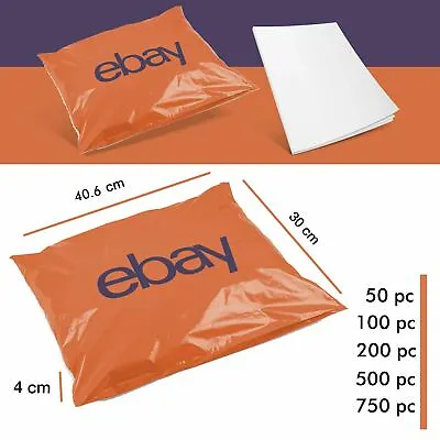 EBay Branded Packaging Self Seal Plastic Mailer Postage Bags 30cm X 40.6cm 4cm • £13.82