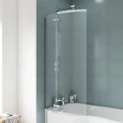 Nuie Ella Curved P-Shaped Bath Double-Hinged Shower Screen Modern Bathroom • £99.95