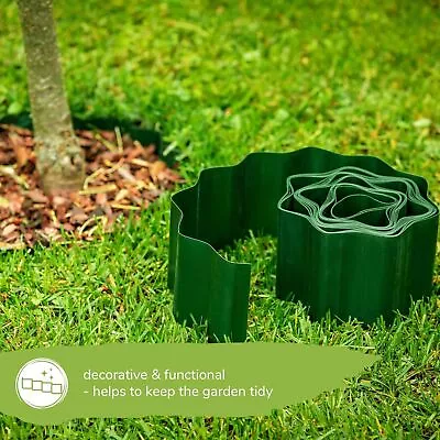 9M Flexible Plastic Green Garden Lawn Edging Border Bed Fencing DIY Landscape UK • £10.99