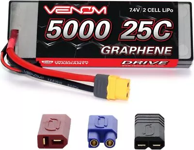 25C 2S 5000MAH 7.4V Graphene LIPO HARDCASE Battery With Universal • $110.87