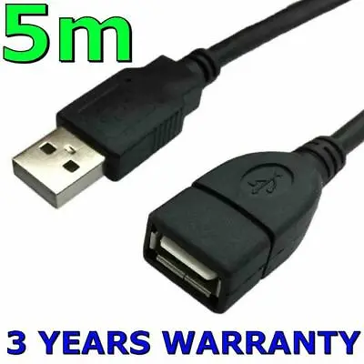 $8.95 • Buy 5m USB Extension Data Cable 2.0 Male To A Female Long Cord For Computer MacBook