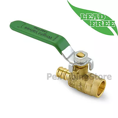 (100) 1/2  PEX Crimp X 1/2  Sweat Lead-Free Brass Shut-Off Ball Valve Full Port • $649.60