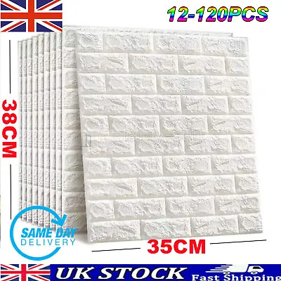 120Pcs Self Adhesive 3D Tile Foam Stick Wall Paper Brick Wall Sticky Wallpaper • £6.58