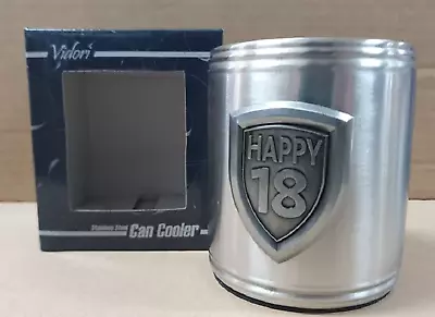 Happy 18th Birthday Vidori Stainless Steel Can Holder Gift Boxed Keepsake • $20.95