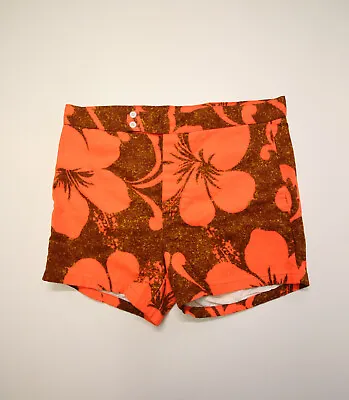 Vintage Take Of Waikiki Hawaiian Shorts Surf Mens 37  Waist Barkcloth Floral • $40