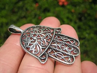 925 Silver Hamsa Hand Of God Protection Amulet Pendant Necklace A9 • £35.15