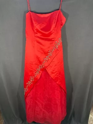 Masquerade Womens Red Spaghetti Strap Midi Evening Dress 11 12 • £7.69