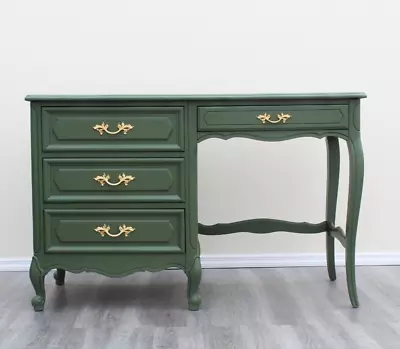 1970's French Style Green Desk Of Four Drawers • $875