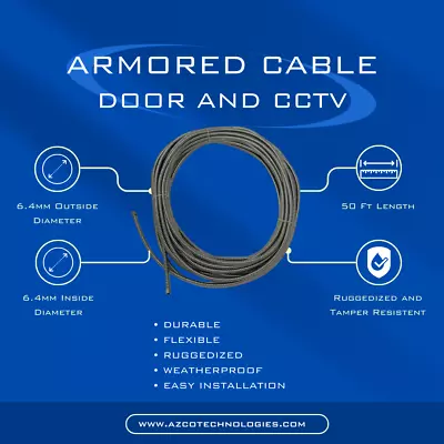 Flexible Steel Armored Cable Conduit 50' CCTV Door Contacts Security • $20.99