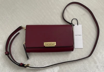 $63.99 • Buy NWT Zac Posen Earthette Convertible Wallet Leather Crossbody Cabernet $250