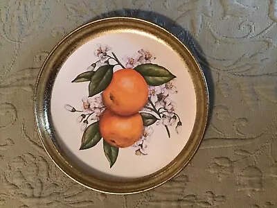 VINTAGE Florida Souvenir 7” Metal Drink Serving Tray Bowl Oranges &  Blossoms • $3.99