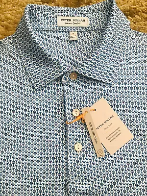 Peter Millar Crown Sport Martini Print Golf Polo Shirt Mens Size Small NWT $110- • $69.95