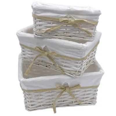 £6.65 • Buy Wicker Storage Basket Birthday Christmas Xmas Gift Hamper With Removable Lining