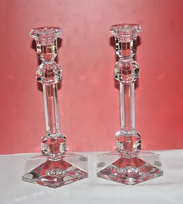 Pair Of Val St. Lambert Gardenia Candlesticks - 9 1/2  - Signed • $75