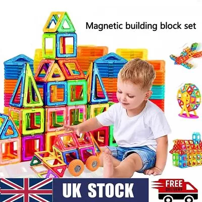 63/186Pcs Magnetic Building Blocks Multicolour Toys Construction Building Puzzle • £19.89