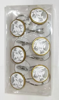 Rabbit & Flowers Round Shower Curtain Hooks - New - Shower Curtain Rings • $12.49