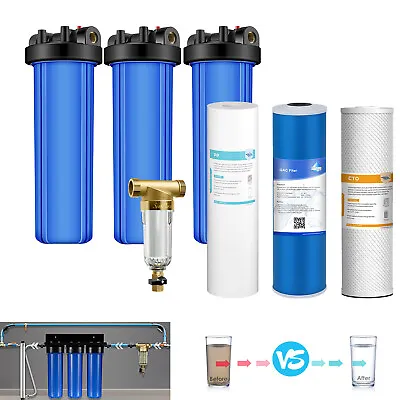 20  X 4.5  Big Blue Whole House Water Filter Housing Filtration System Cartridge • $219.99