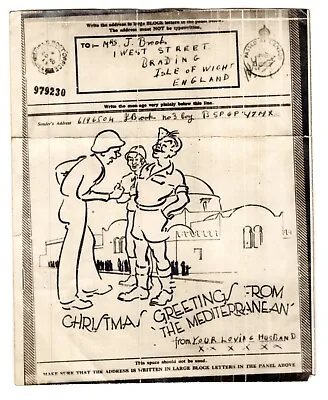 WWII Illustrated V-Mail - British Field Post & Censor Christmas Mediterranean • $17.50