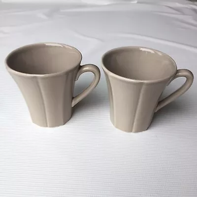Primagera Portugal Large Coffee Mug Tea Cup Beige Tan Ribbed Fluted Vtg Set Of 2 • $18.98