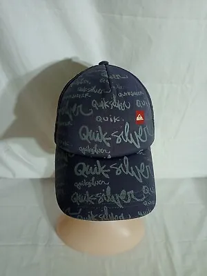 Quicksilver Grey Black Mesh Back Strap Back Cap Hat Vintage Tag Faded Osfm • $29.99
