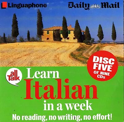 Learn Italian In A Week : Disc Five - No Reading No Writing  :  Promo Audio Cd • £1.89