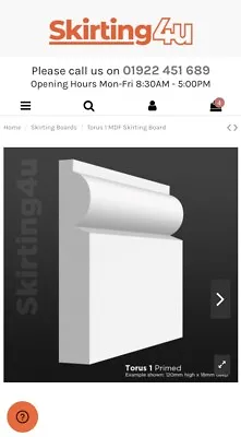 Primed White MDF Skirting Board 4.2m*4=16.8m (Skirting4u - Torus 1) • £135