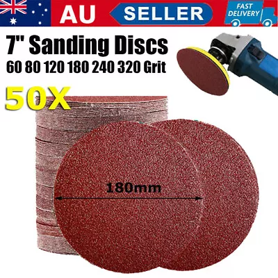 50PCS 7  / 180mm Sanding Discs Pad Abrasive Sandpaper 60 80 120 180 240 320 Grit • $28.89