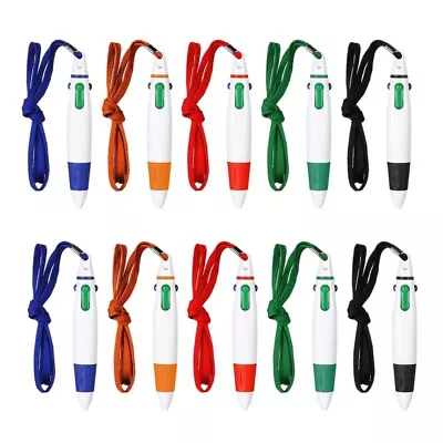 15 Pcs Retractable Pens On Lanyard Neck Pens In A Rope Pen 4 Color Ink • £9.89