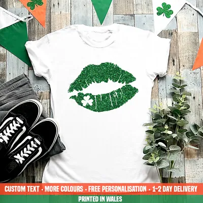 £12.99 • Buy Ladies Shamrock Glitter Kiss T Shirt Irish Ireland Party St Patricks Day Top Do