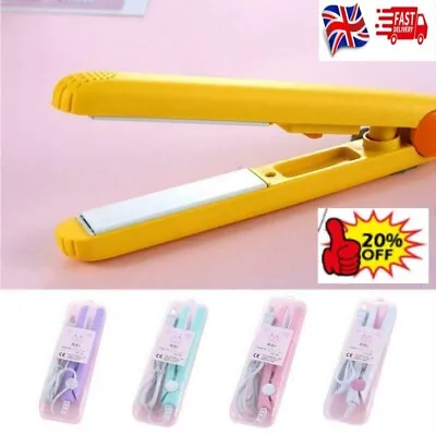 New 2 In 1 Mini Hair Straightener Ceramic Tourmaline Plate Iron Beauty Curler UK • £6.97