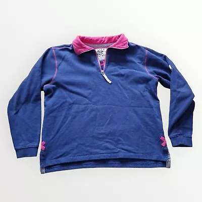 Lazy Jacks Navy Blue And Pink 1/4 Zip Sweatshirt Size L  • £14.99