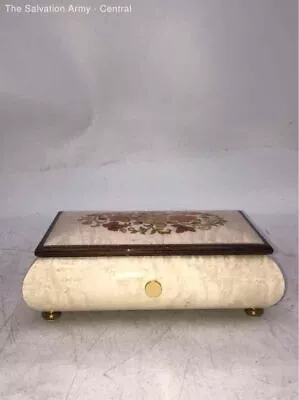 Giglio Asla Nidec Ivory Floral Inlaid Wooden Decorative Footed Jewelry Music Box • $11.50