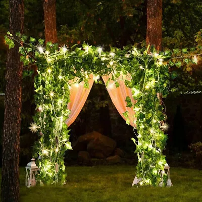 Artificial Ivy Leaf Garland Fairy Lights Outdoor Solar Garden Lights Wedding Dec • £6.43