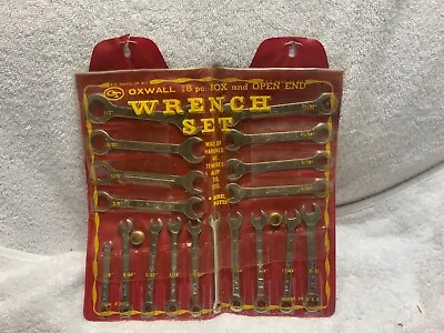 Vintage Oxwall 18pc Box And Open End Wrench Set W/holder USA 1/8 To 1/2 Inch • $20