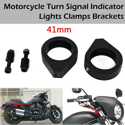 Motorcycle Turn Signal Clamps For Harley Softail Mount Bracket 41mm Fork Black • $13.20