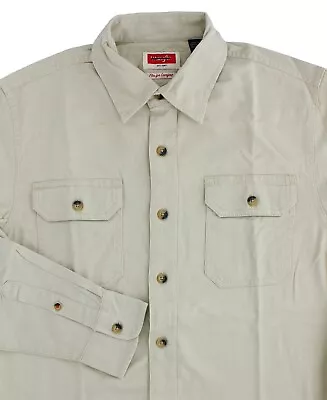 Wrangler Men's Comfort Flex Shirt Denim Twill Long Sleeve Button Up Regular Fit • $17.99