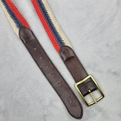 Vineyard Vines Belt Mens Size 32 Red White Blue Braided Rope Brass Martha Adult* • $14.99