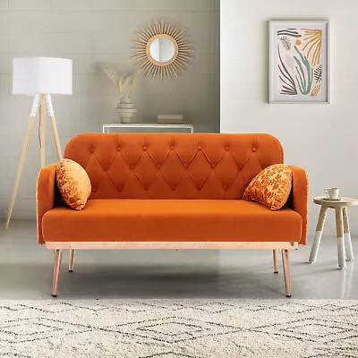 Velvet Sofa Accent Sofa Loveseat Sofa With Metal Feet Sofa Bed With 2 Pillows • $391.90