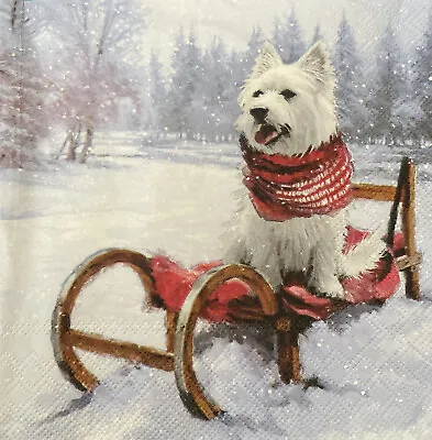 £1.99 • Buy 2 X Christmas Scottish Dog Paper Napkins Ideal For Art Decoupage 178